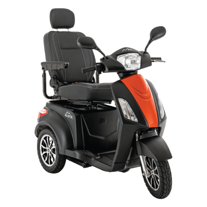 Pride Baja Raptor 2 Outdoor 3-Wheel Mobility Scooter Mobility Scooters Pride Mobility Black with Evolution Orange Panel  