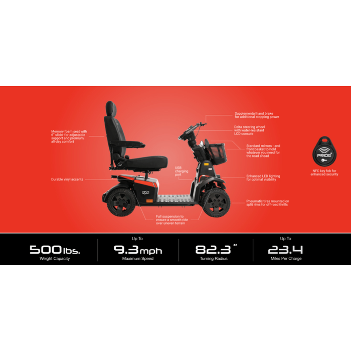 Pride PX4 Full Size 4-Wheel Mobility Scooter - No Sales Tax