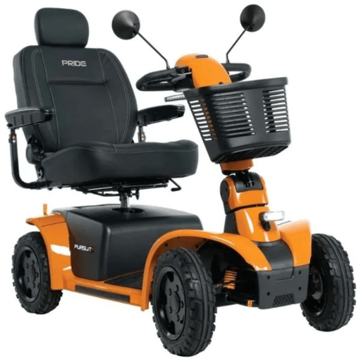 Pride Pursuit 2 Outdoor 4-Wheel Mobility Scooter Mobility Scooters Pride Mobility Orange 50 AH Lithium Battery (20 miles per charge) ($0) High Back Captain Seat - 16 X 16-18” ($0)