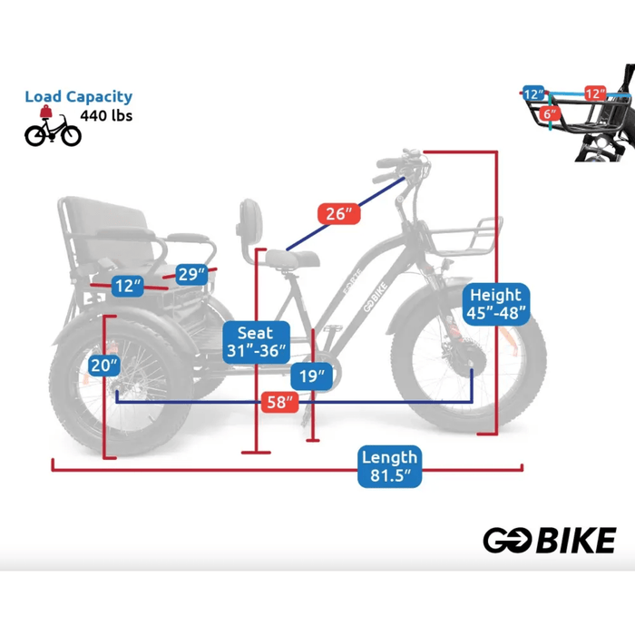 GOBike FORTE Electric Tricycle With Rear Seat Electric Tricycle ComfyGo   