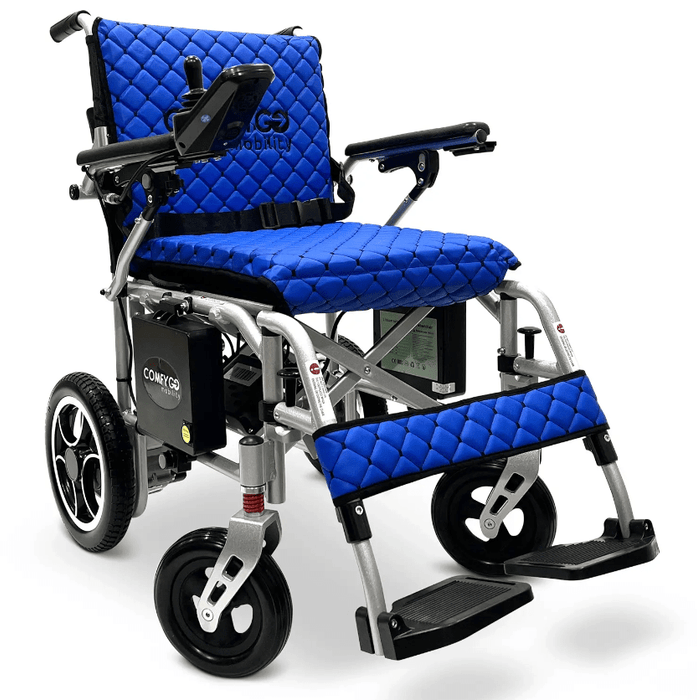 ComfyGo X-7 Super Lightweight Folding Electric Wheelchair Wheelchairs ComfyGo Silver Blue (+$100) 