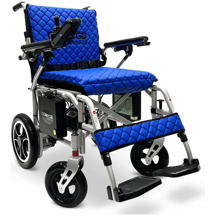 ComfyGo X-7 Super Lightweight Folding Electric Wheelchair Wheelchairs ComfyGo Silver Blue (+$100) 