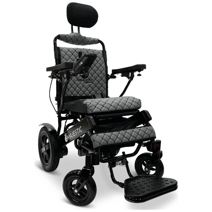 ComfyGo Majestic IQ-9000 Long Range Folding Electric Wheelchair With Optional Auto-Recline Wheelchairs ComfyGo Black Gray (+$100) 