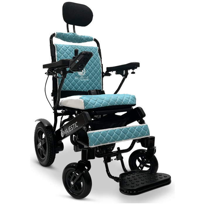 ComfyGo Majestic IQ-9000 Long Range Folding Electric Wheelchair With Optional Auto-Recline Wheelchairs ComfyGo Black Teal (+$100) 