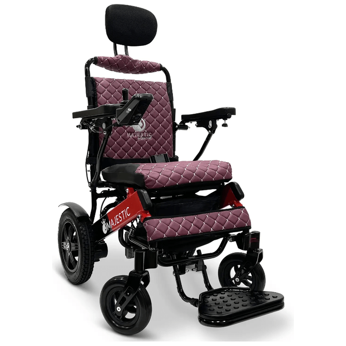 ComfyGo Majestic IQ-9000 Long Range Folding Electric Wheelchair With Optional Auto-Recline Wheelchairs ComfyGo Black & Red Purple (+$100) 