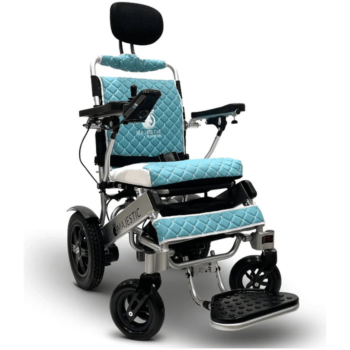 ComfyGo Majestic IQ-9000 Long Range Folding Electric Wheelchair With Optional Auto-Recline Wheelchairs ComfyGo Silver Teal (+$100) 