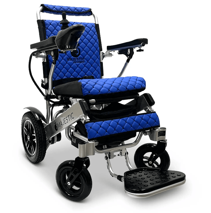 ComfyGo Majestic IQ-8000 Remote Controlled Folding Lightweight Electric Wheelchair Wheelchairs ComfyGo Silver Blue (+$100) 