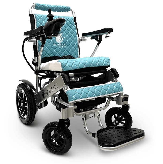 ComfyGo Majestic IQ-8000 Remote Controlled Folding Lightweight Electric Wheelchair Wheelchairs ComfyGo Silver Teal (+$100) 