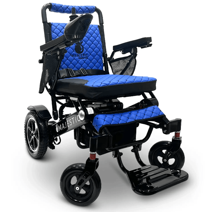 ComfyGo Majestic IQ-7000 Remote Controlled Electric Wheelchair With Optional Auto Fold Wheelchairs ComfyGo Black Blue (+$100) 