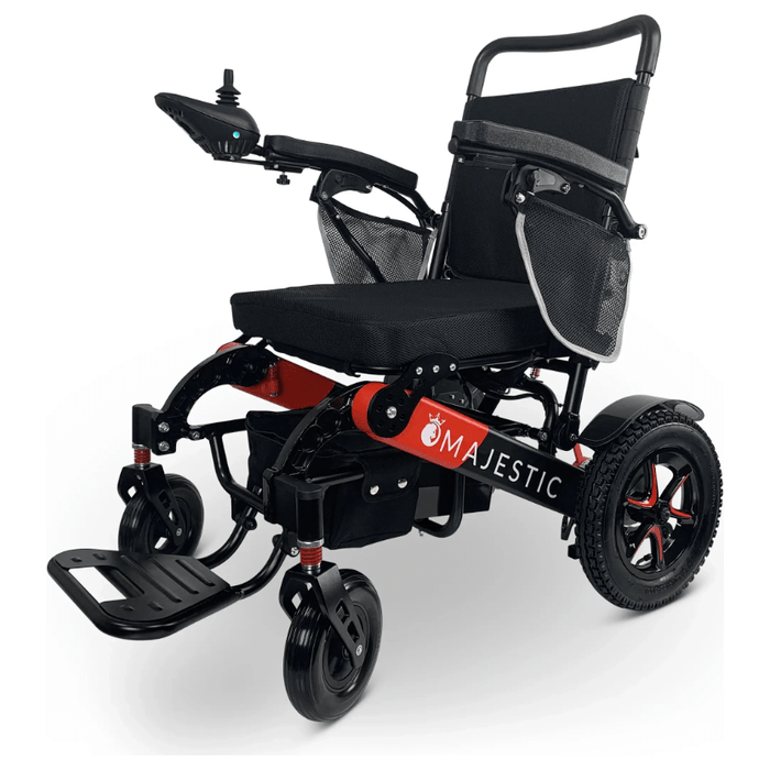 ComfyGo Majestic IQ-7000 Remote Controlled Electric Wheelchair With Optional Auto Fold Wheelchairs ComfyGo Black & Red Standard 