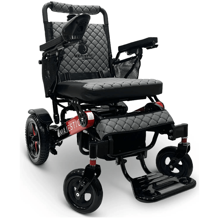 ComfyGo Majestic IQ-7000 Remote Controlled Electric Wheelchair With Optional Auto Fold Wheelchairs ComfyGo Black & Red Gray (+$100) 