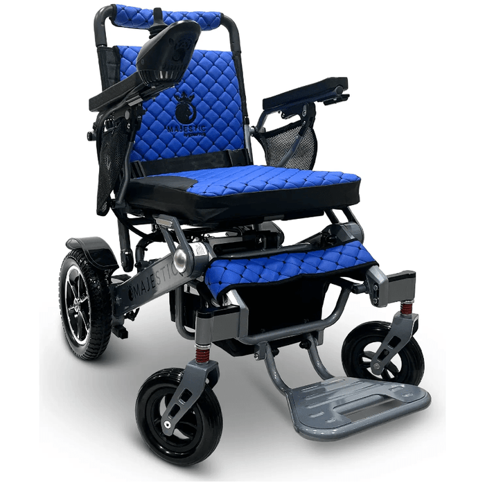 ComfyGo Majestic IQ-7000 Remote Controlled Electric Wheelchair With Optional Auto Fold Wheelchairs ComfyGo Silver Blue (+$100) 