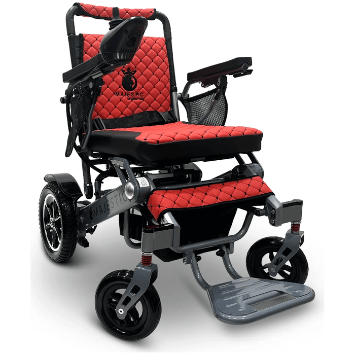 ComfyGo Majestic IQ-7000 Remote Controlled Electric Wheelchair With Optional Auto Fold Wheelchairs ComfyGo Silver Red (+$100) 