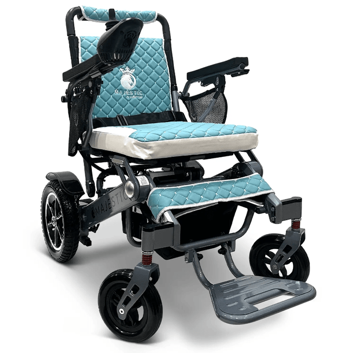 ComfyGo Majestic IQ-7000 Remote Controlled Electric Wheelchair With Optional Auto Fold Wheelchairs ComfyGo Silver Teal (+$100) 