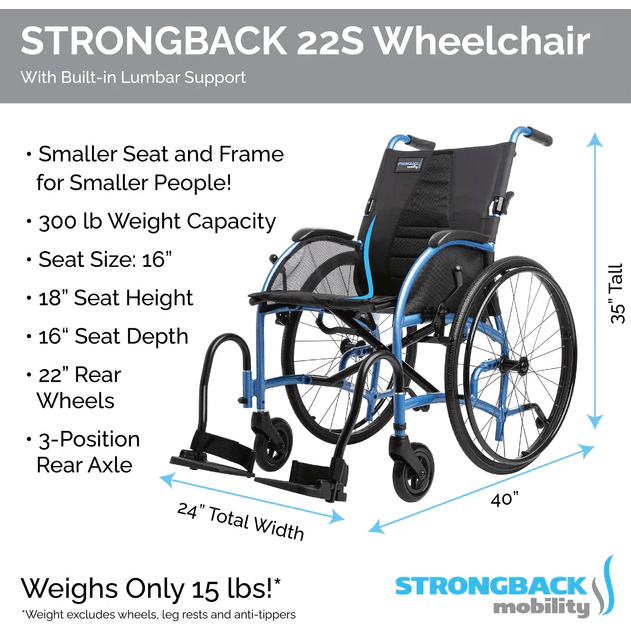 Strongback 22S Small Lightweight Manual Wheelchair Wheelchairs Strongback