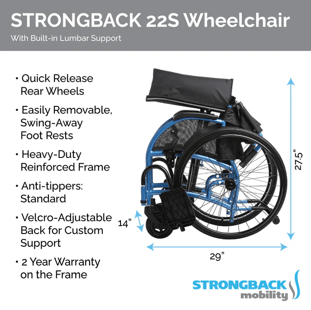 Strongback 22S Small Lightweight Manual Wheelchair Wheelchairs Strongback