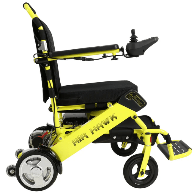 Air Hawk Foldable Lightweight Power Wheelchair Wheelchairs Discover My Mobility Yellow