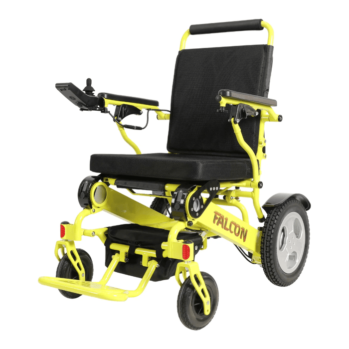 Falcon Foldable Reclining Power Wheelchair Wheelchairs Discover My Mobility Yellow